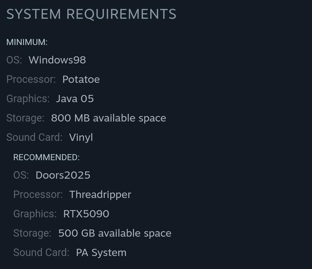 hardware requirements for games
