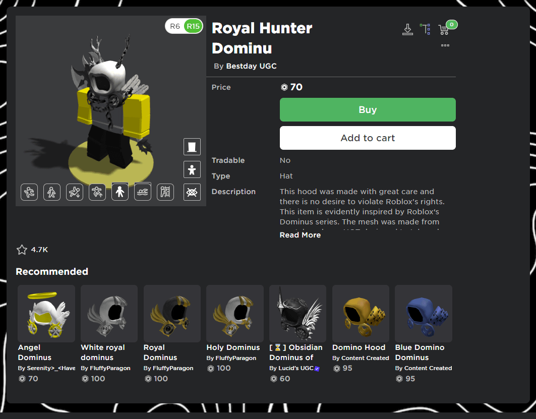 does roblox allow ugc dominus