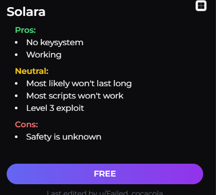 is solara safe roblox