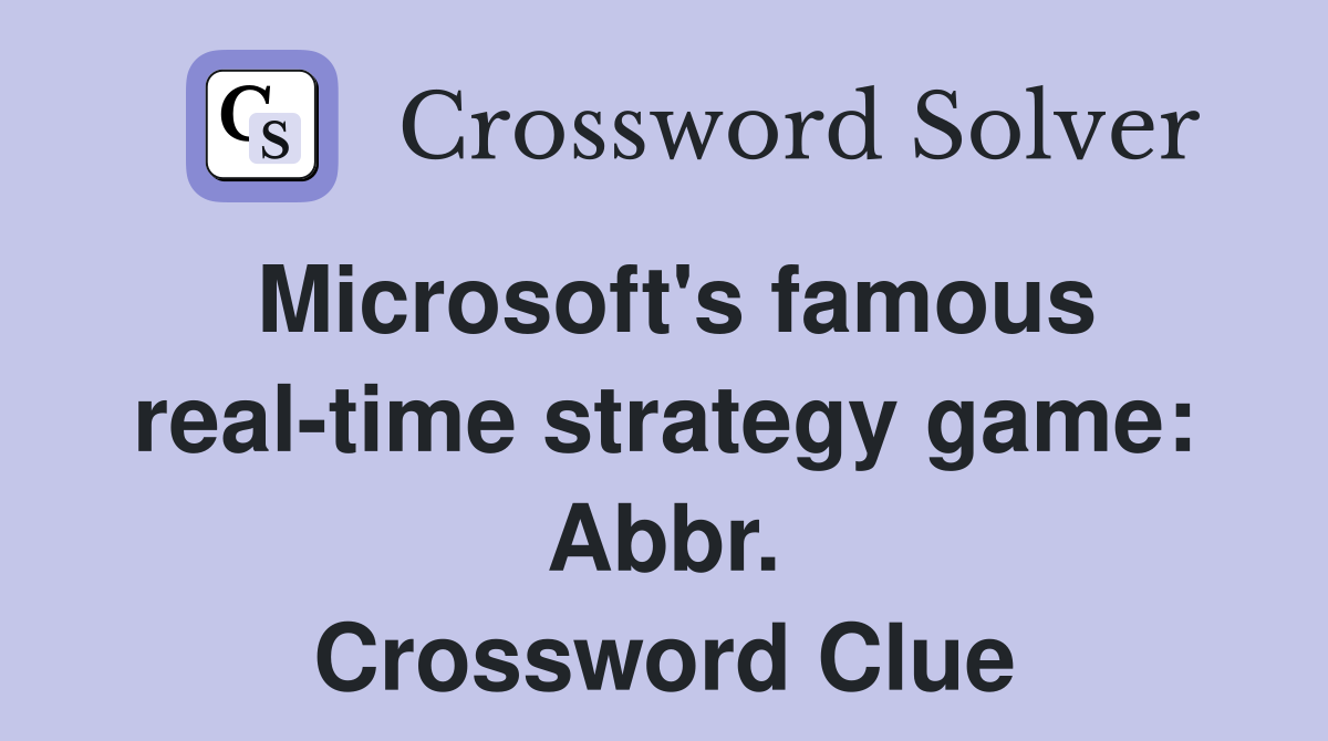 microsoft real time strategy game crossword