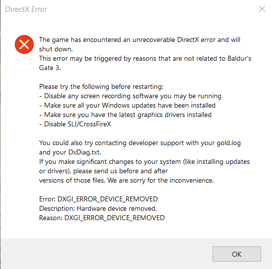 hardware device removed in games