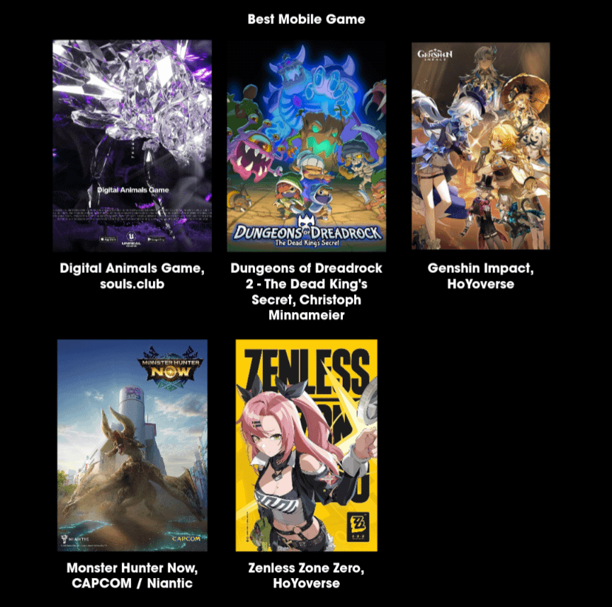 zzz mobile game awards