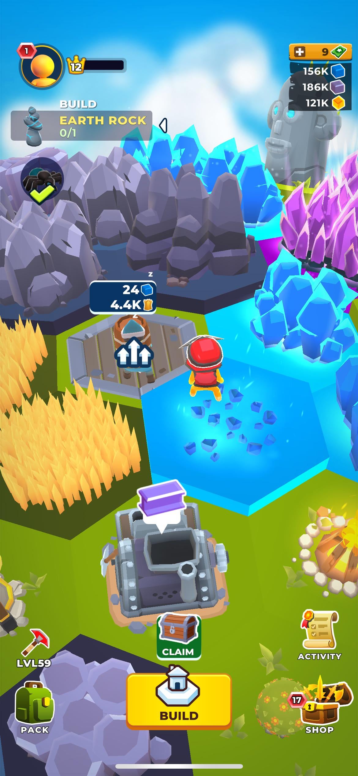 stone mining wheat collecating mobile game