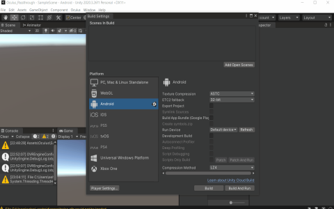 configuring hardware to run unity engine games