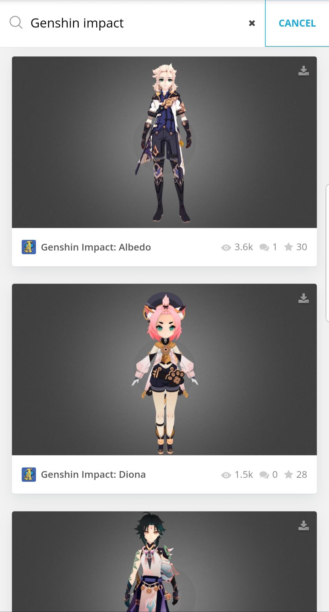 genshin impact characters model