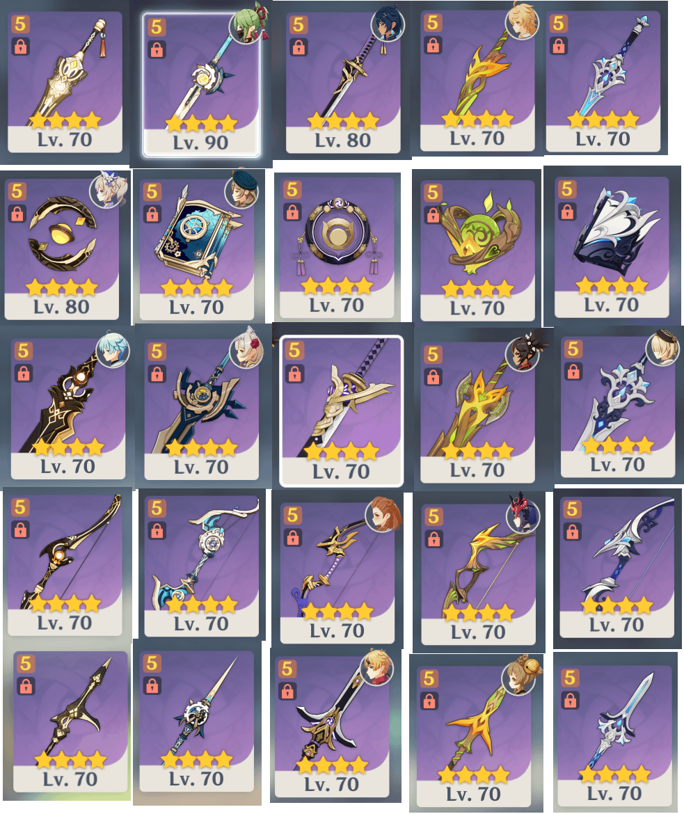genshin impact craftable weapons