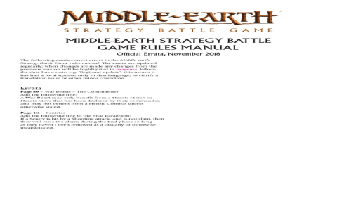 lotr strategy battle game rules pdf