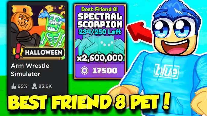 pet with best friend viii in arm wrestling simulator roblox