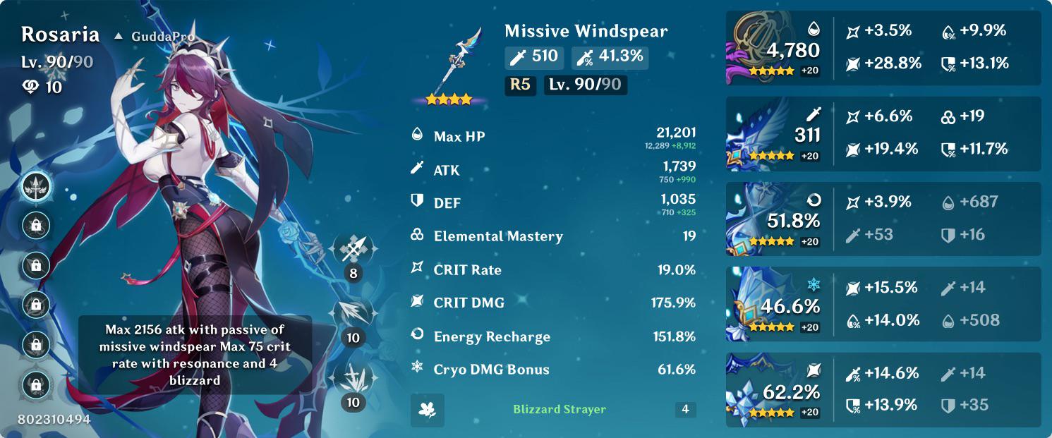 rosaria genshin impact build