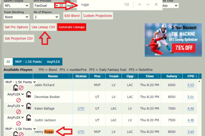 fanduel single game strategy nfl
