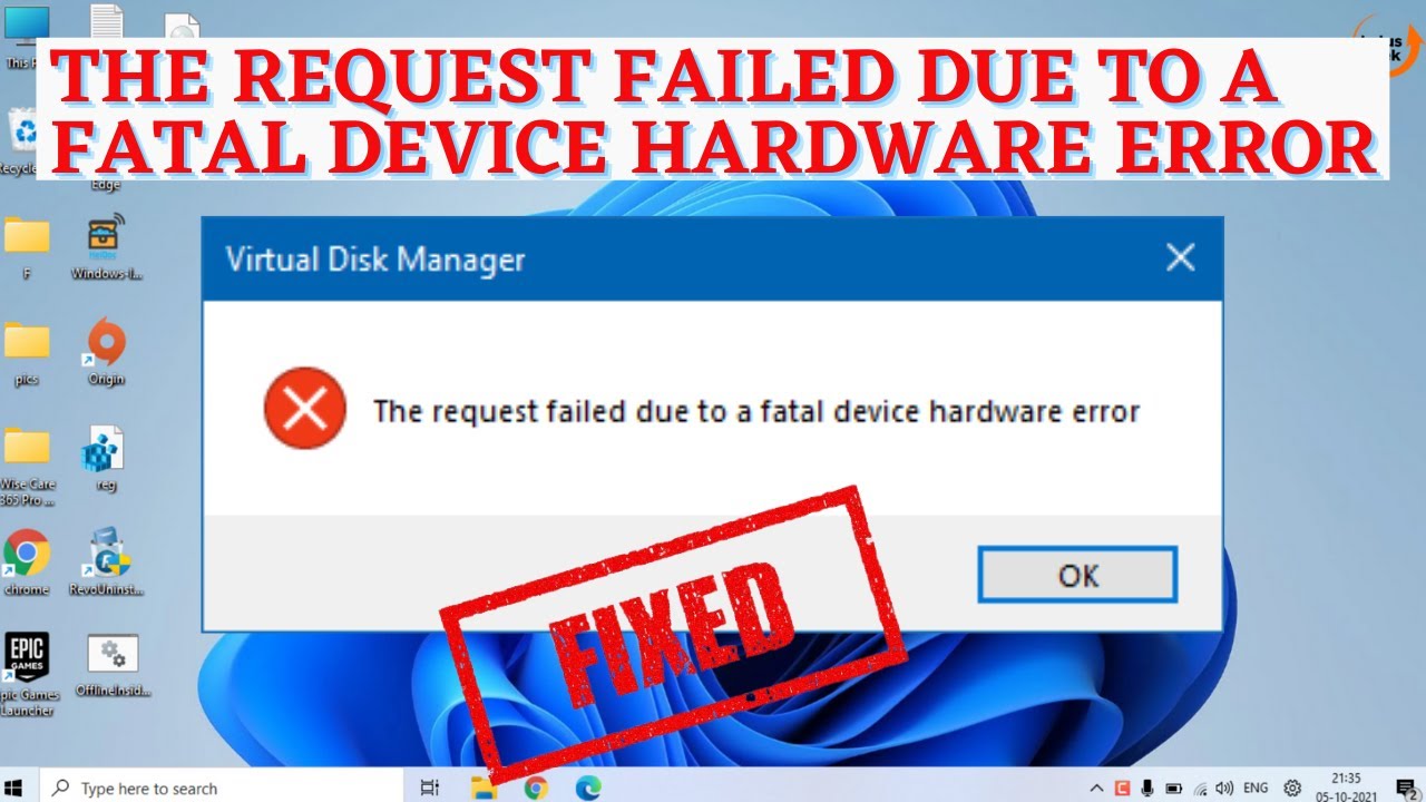 epics game failed due to fatal device hardware error