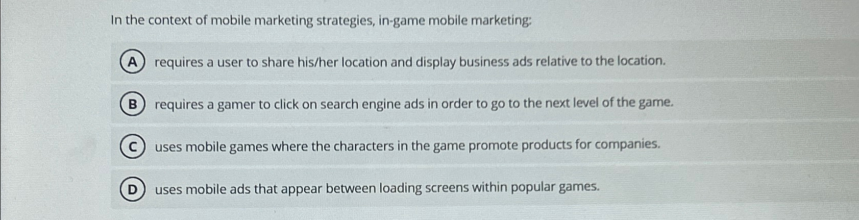 in the context of mobile marketing strategies ingame mobile marketing