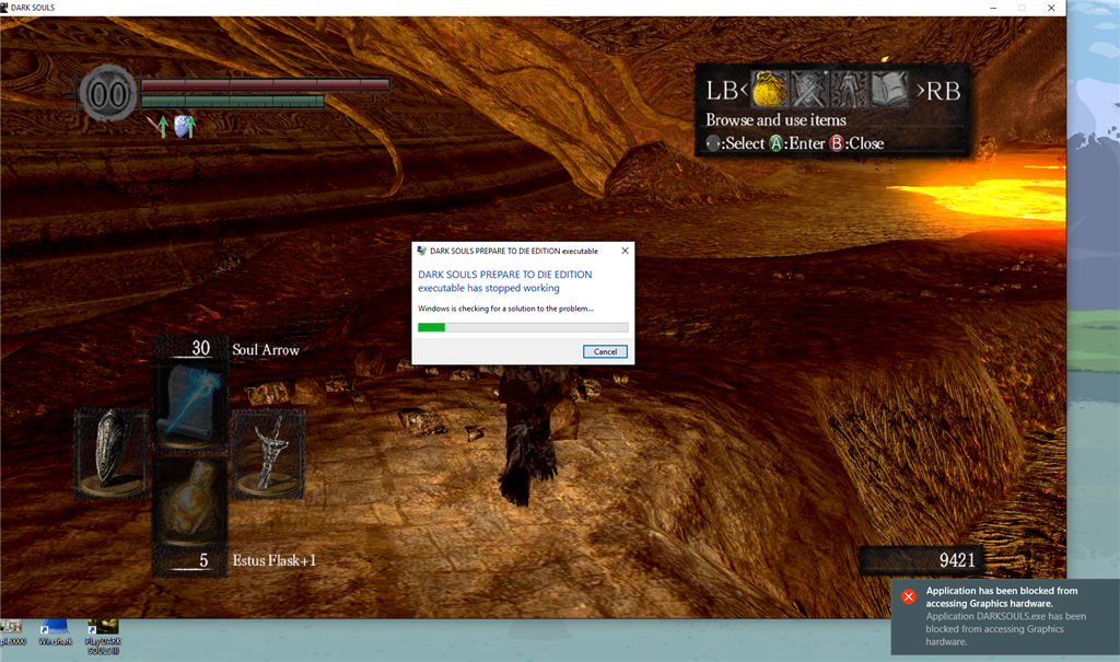 game blocked from graphics hardware