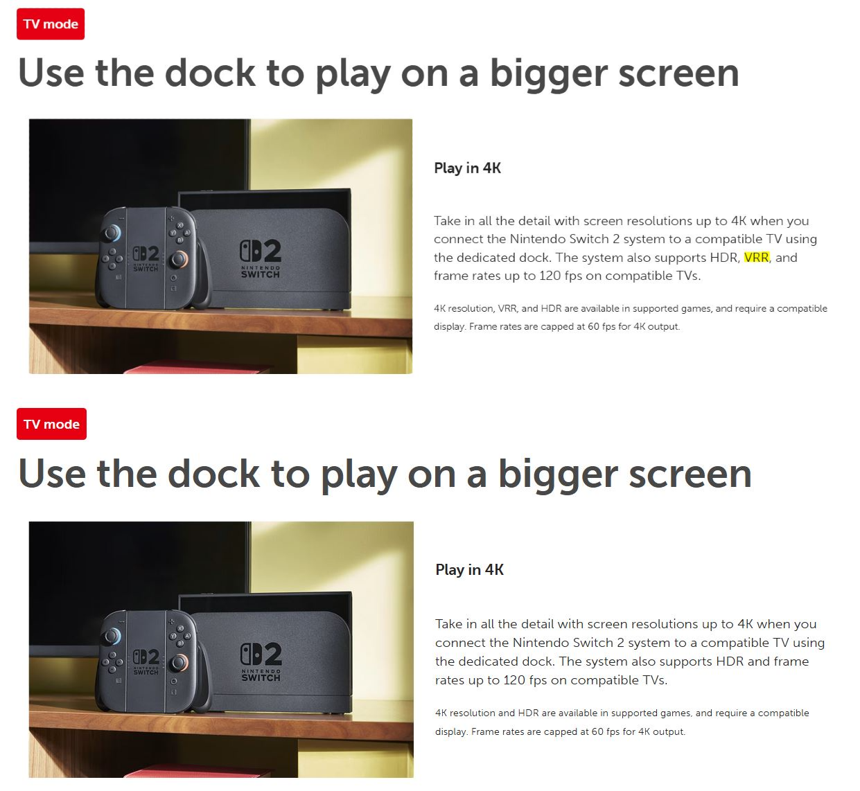 Switch 2 Specs Reveal Docked VRR Is Not Supported At Launch